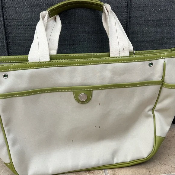 Coach Cream and Green Tote Bag - Picture 3 of 15